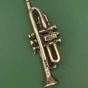 .925 Trumpet Music Sterling Silver Jewelry Charm #band #music